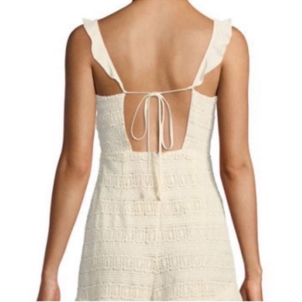 ASTR the Label Romantic Coastal Cream Biege Ruffle trim Lace Crochet Romper s L - Picture 2 of 10